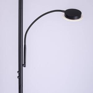 Stojacia lampa Hans LED s lampou na čítanie, okrúhla, čierna