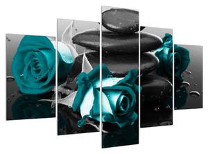 Obraz modrých ruží (150x105 cm)