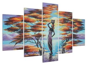 Orientálny obraz ženy, stromov a slnka (150x105 cm)