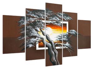 Moderný obraz stromu a východu slnka (150x105 cm)