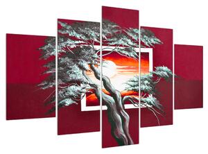 Moderný obraz stromu a východu slnka (150x105 cm)