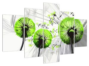 Obraz páperia svetlo zelených púpav (150x105 cm)