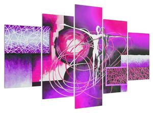 Abstraktný obraz fialových tanečníkov (150x105 cm)