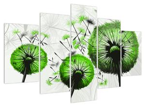 Obraz páperia zelených púpav (150x105 cm)