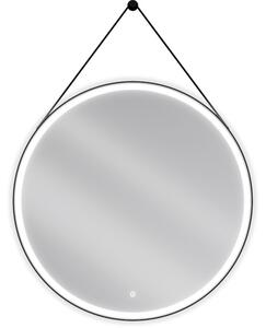 Mexen Reni kúpeľňové zrkadlo s podsvietením, okrúhle 90 cm, LED 6000K, proti zahmlievaniu, čierny rám