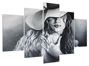 Obraz ženy v klobúku (150x105 cm)