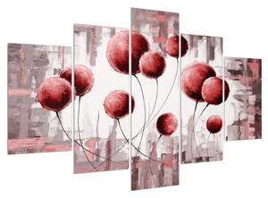 Abstraktný obraz - červené balóniky (150x105 cm)
