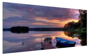 Obraz romantickej jazernej krajiny (120x50 cm)