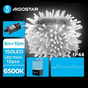 Aigostar - LED Vonkajší vianočný reťazec 150xLED/8 funkcií 18m IP44 studená biela