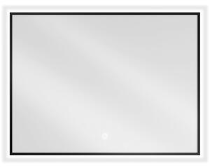 Mexen Erma osvetlené kúpeľňové zrkadlo 80 x 60 cm, LED 6000K, proti zahmlievaniu, čierny rám - 9814-080-060-611-70