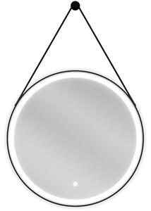 Mexen Reni kúpeľňové zrkadlo s podsvietením, okrúhle 60 cm, LED 6000K, anti-para, čierny rám - 9812-060-060-611-70