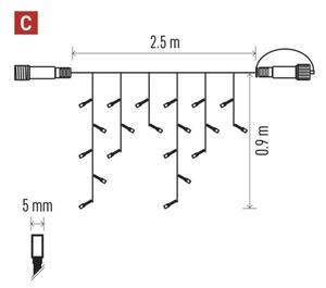 LED vonkajší reťaz 100xLED/2,5x0,9m IP44 studená biela