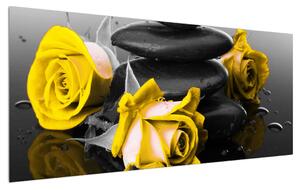 Obraz žltých ruží (120x50 cm)
