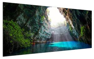 Obraz jaskyne s vodnou plochou (120x50 cm)