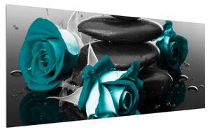 Obraz modrých ruží (120x50 cm)