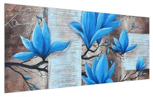 Obraz modrých kvetov (120x50 cm)