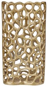 Dekoratívna stolová váza zlatá kovová otvorený dizajn štýlový doplnok do interiéru