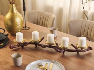 Svietnik hnedý so zlatým kovom 5 sviečok rustikálny čajová sviečka obývacia izba spálňa
