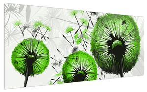 Obraz páperia zelených púpav (120x50 cm)