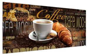 Obraz kávy a croissantov (120x50 cm)