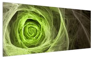 Abstraktný obraz zelenej ruže (120x50 cm)