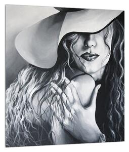 Obraz ženy v klobúku (30x30 cm)