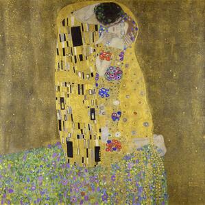 Gustav Klimt - Umelecká tlač Bozk, (40 x 40 cm)