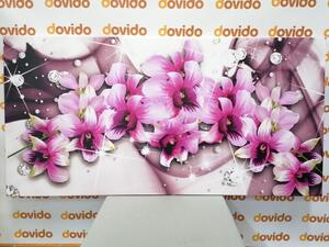 Obraz fialové kvety na abstraktnom pozadí
