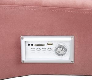 Leňoška ružová zamatová so vstavaným Bluetooth reproduktorom a USP portom moderný dizajn obývacia izba