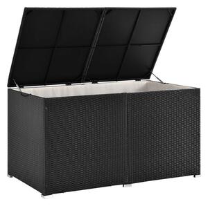 Úložný box z polyratanu 950 l, čierny, s vnútornou plachtou