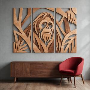 Drevený obraz s UV tlačou - Geometrické panely Orangutan Johny