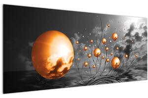 Obraz oranžových abstraktných gulí (120x50 cm)