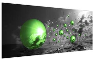 Obraz zelených abstraktných gulí (120x50 cm)