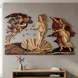 Drevený obraz s UV tlačou - Zrodenie Venuše - Sandro Botticelli