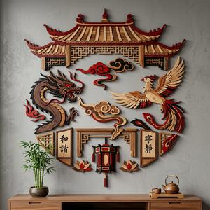 Drevený obraz s UV tlačou - China room Kogo