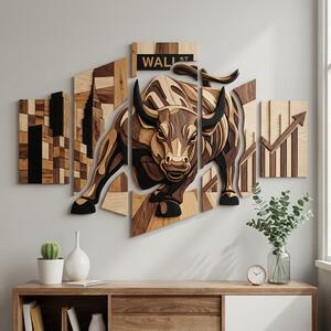 Drevený obraz s UV tlačou - Wall Street býk