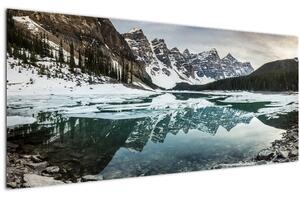 Obraz - jazero v zime (120x50 cm)
