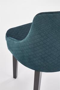 Halmar TOLEDO 3 stolička čierna / čal. velvet prešívaný Karo 4 - MONOLITH 37 (tmavo zelená)