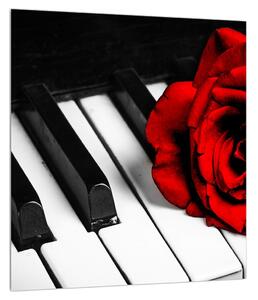 Obraz ruže a klavíru (30x30 cm)