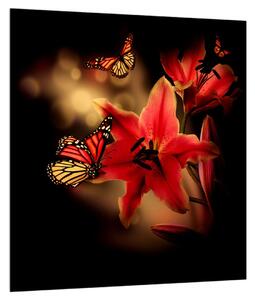 Obraz ľalie s motýľom (30x30 cm)