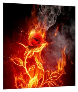 Obraz ruže v ohni (30x30 cm)