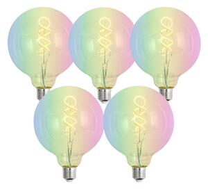 Sada 5 ks Inteligentné stmievateľné LED žiarovky E27 G125 RGBW 4W 250lm 2700K