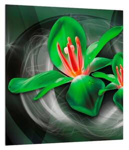 Moderný zelený obraz kvetov (30x30 cm)