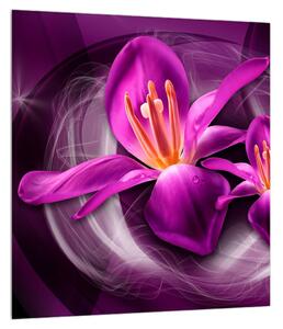Moderný fialový obraz kvetov (30x30 cm)