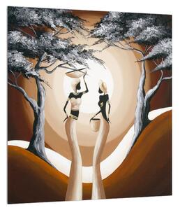 Orientálny obraz dvoch žien a stromu (30x30 cm)