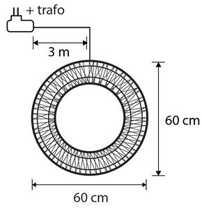 Vianočné závesné svetlo Veniec strieborný 60cm vr. LED IP44 - Nawa