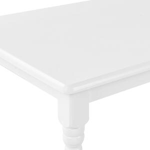 Konferenčný stolík biely MDF kaučukové drevo 120 x 60 cm tvarované nohy vintage dizajn obývacia izba