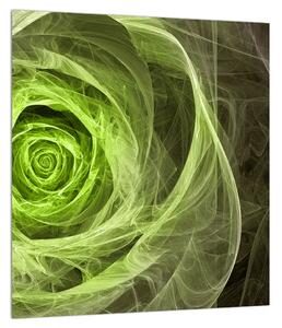 Abstraktný obraz zelenej ruže (30x30 cm)