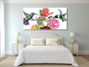 Obraz kolibríky s kvetmi