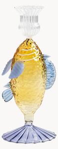 Ručne vyrobený svietnik z borosilikátového skla Fish